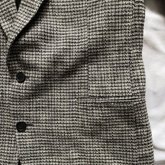 Nino Cerruti Rue Royale Mens Houndstooth Blazer Jacket Black & White Wool Sz 40R - Picture 8 of 12
